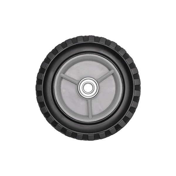 Uniwersalne koło plastikowe z łożyskiem do kosiarek silnikowych i elektrycznych o średnicy 150 mm z gumową oponą