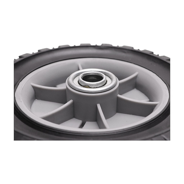 Uniwersalne koło plastikowe z łożyskiem do kosiarek silnikowych i elektrycznych o średnicy 150 mm z gumową oponą