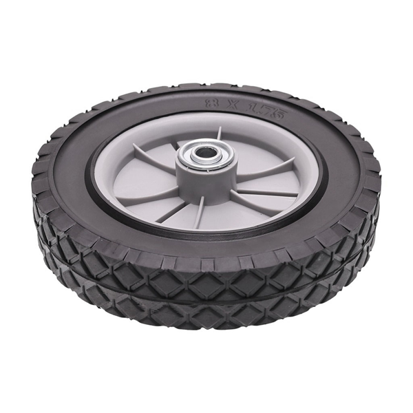 Uniwersalne koło plastikowe z łożyskiem do kosiarek silnikowych i elektrycznych o średnicy 200 mm z gumową oponą