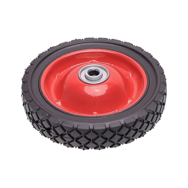 Uniwersalne koło stalowe z łożyskiem do kosiarek silnikowych i elektrycznych o średnicy 175 mm z gumową oponą