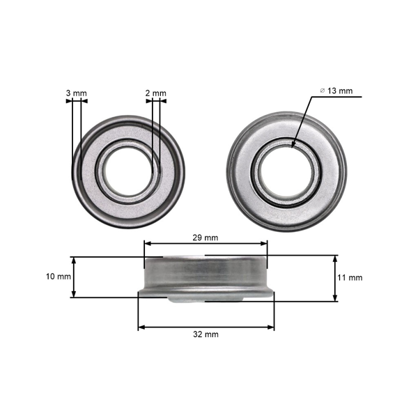 Uniwersalne łożysko koła do kosiarek silnikowych i elektrycznych 29 mm x 11,0 mm x 12,8 mm
