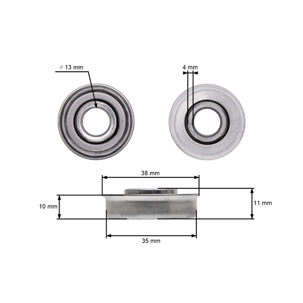 Uniwersalne łożysko koła do kosiarek silnikowych i elektrycznych 35 mm x 11,0 mm x 12,8 mm