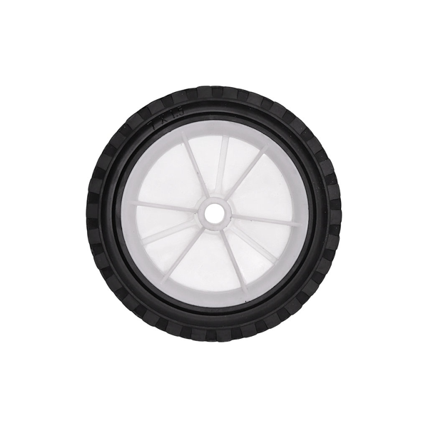 Uniwersalne plastikowe koło do kosiarek silnikowych i elektrycznych o średnicy 175 mm z gumową oponą