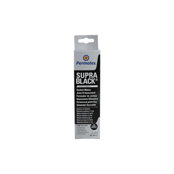 Uszczelniacz silikonowy PERMATEX Supra czarny 80 ml do + 260°C do Stihl 017 018 MS180 MS181 MS250 MS280 Husqvarna 136 137 141 435 Partner 351 371 391 420