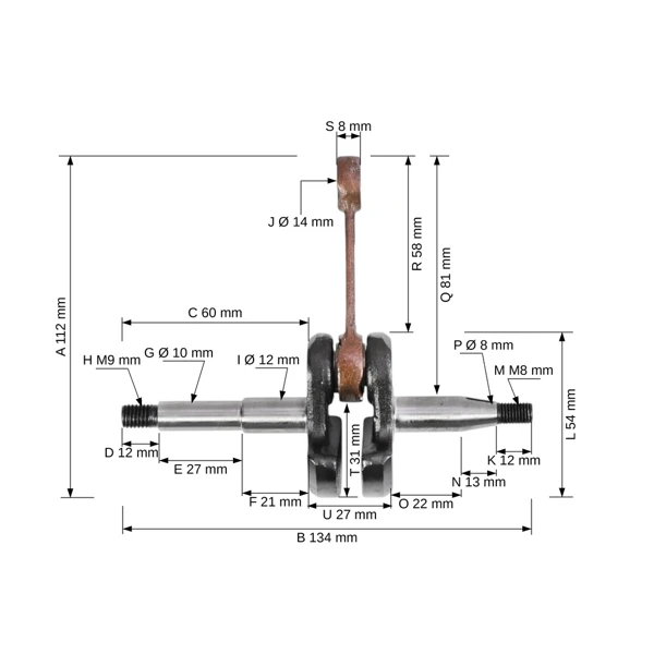 Wał korbowy do pił łańcuchowych Partner 340S 350S 360S (OEM 574726701)