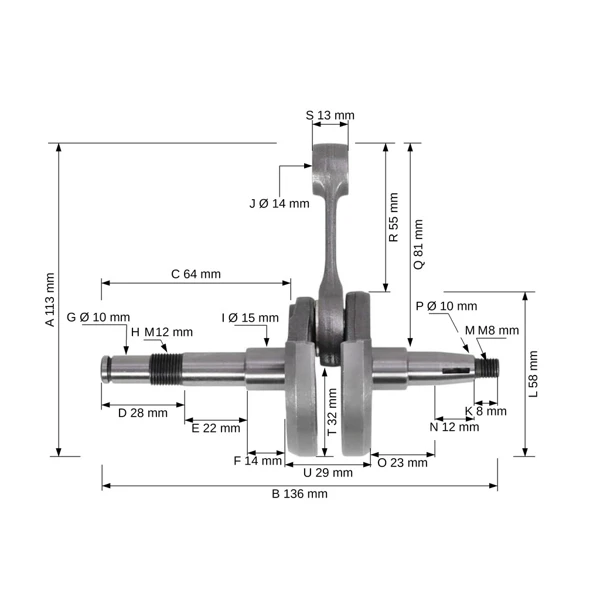 Wał korbowy do pił łańcuchowych Stihl 034 036 MS340 MS360 (OEM 11250300407)