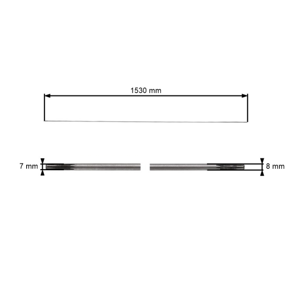 Wał napędowy do kos spalinowych chińskich i wykaszarek z rynków hobbystycznych rozmiar 1530 mm x 8 mm x 9 zębów