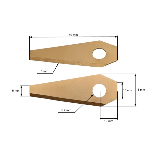 Zestaw 9 szt. noży tnących 4,9 cm (2") do kosiarek automatycznych Bosch Indego 350 Indego 350 Connect Indego 1100 Connect (OEM F016800321)