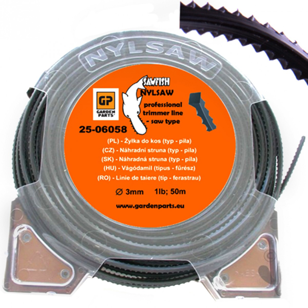 Żyłka do kosy tnącego 3,0 mm Długość opakowania 50 m Profilowana piła nylsaw do kos i podkaszarki