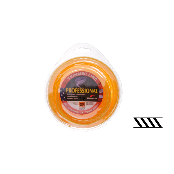 Żyłka do kosy tnącej 2,65 mm Długość opakowania 15 m Profil skrętny do kos i podkaszarki